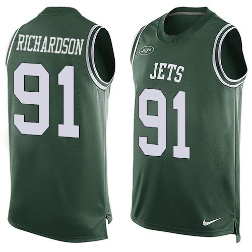 Nike Jets #91 Sheldon Richardson Green Team Color Men's Stitched NFL Limited Tank Top Jersey